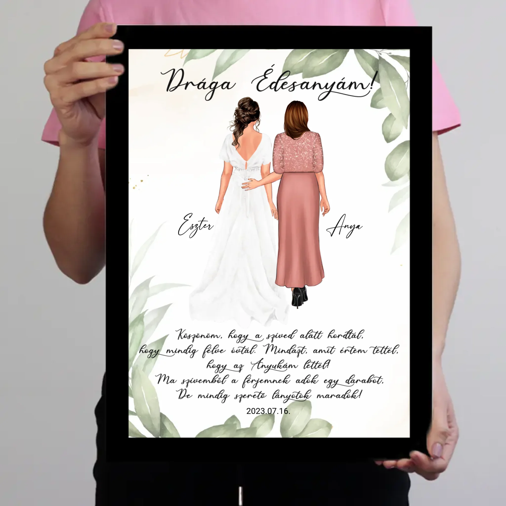 Drága Édesanyám falikép - személyre szabható esküvői köszönőajándék anyukáknak