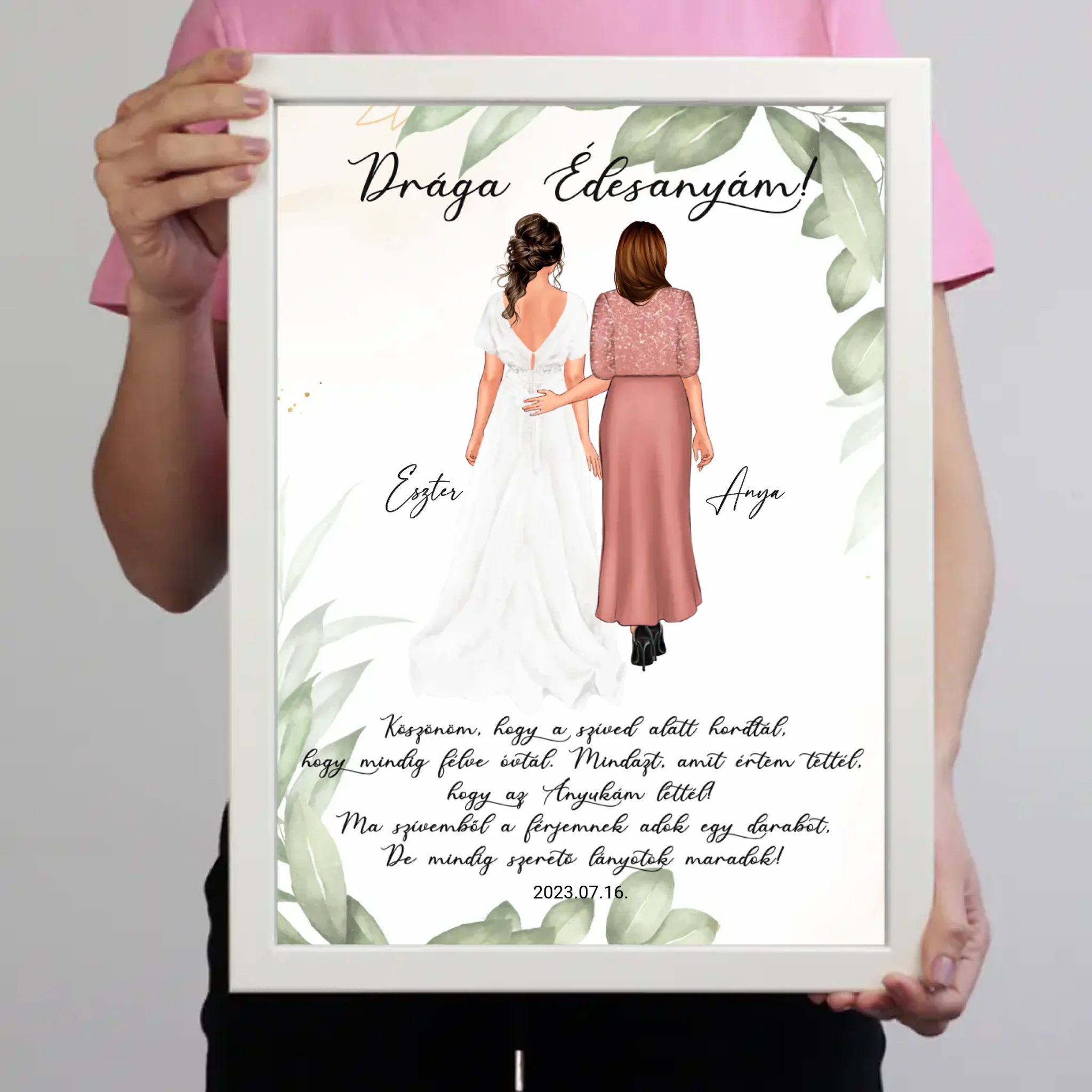 Drága Édesanyám falikép - személyre szabható esküvői köszönőajándék anyukáknak