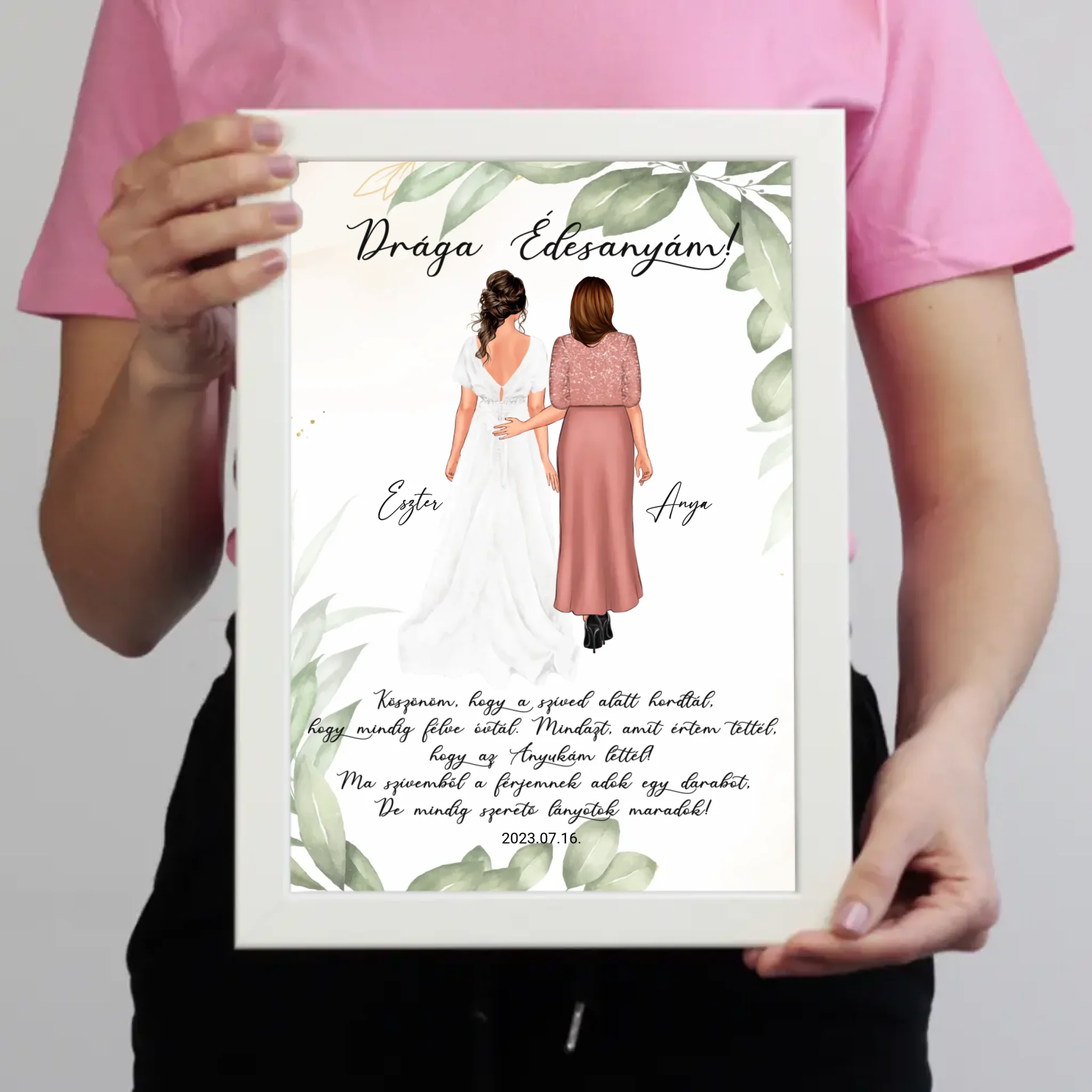 Drága Édesanyám falikép - személyre szabható esküvői köszönőajándék anyukáknak