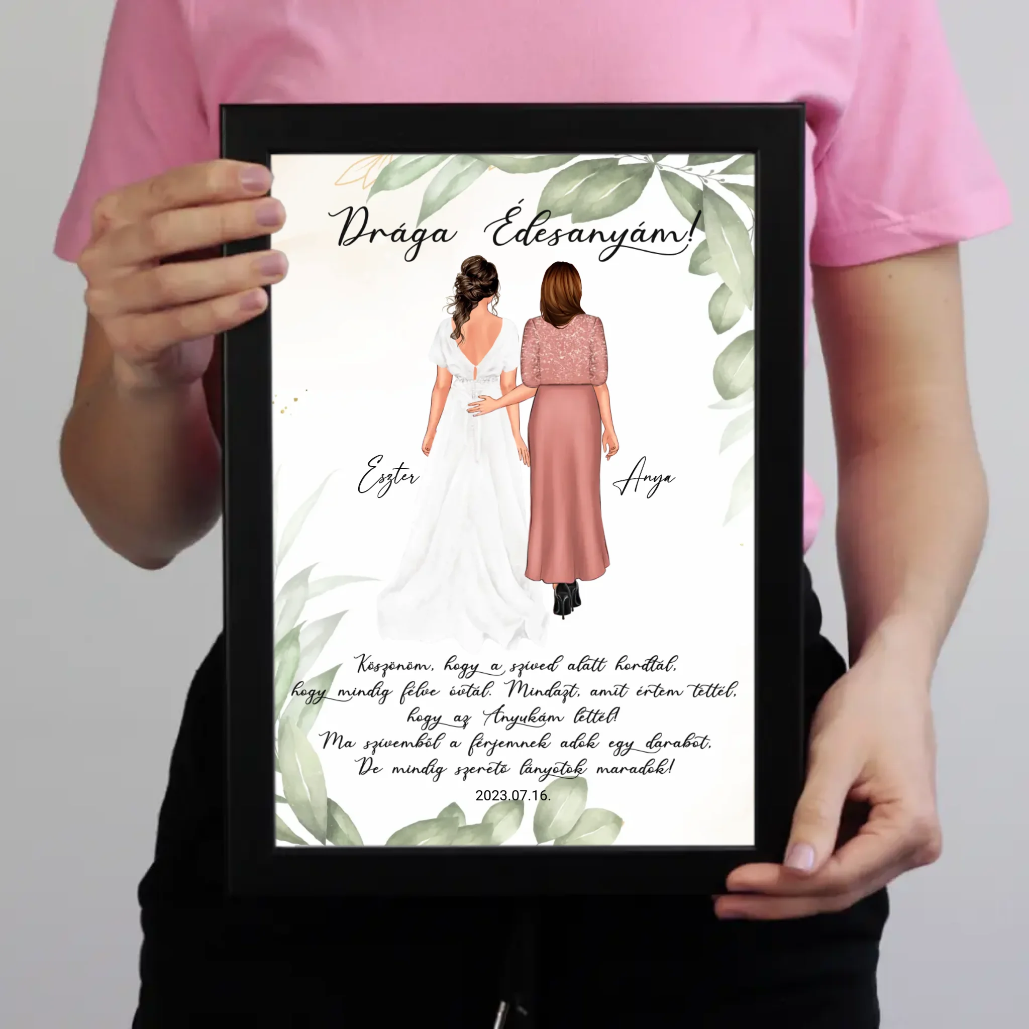 Drága Édesanyám falikép - személyre szabható esküvői köszönőajándék anyukáknak