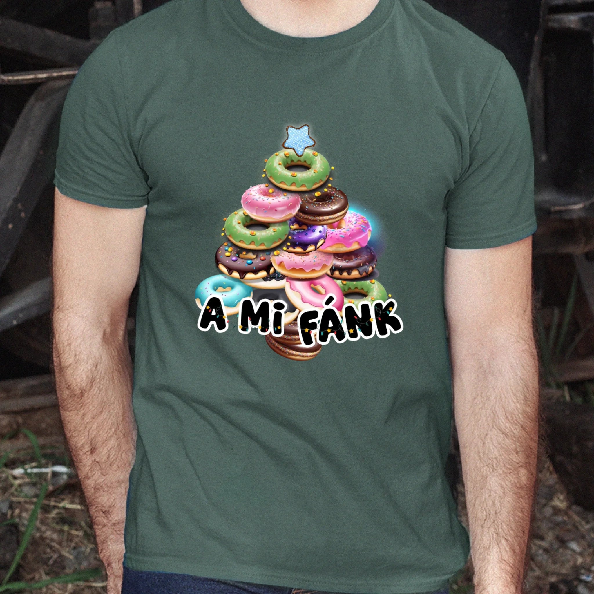 Vicces karácsonyi póló fánk mintával férfiaknak