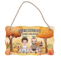 Személyre szabható őszi fali dekor tábla - egyedi családi ajándék pároknak