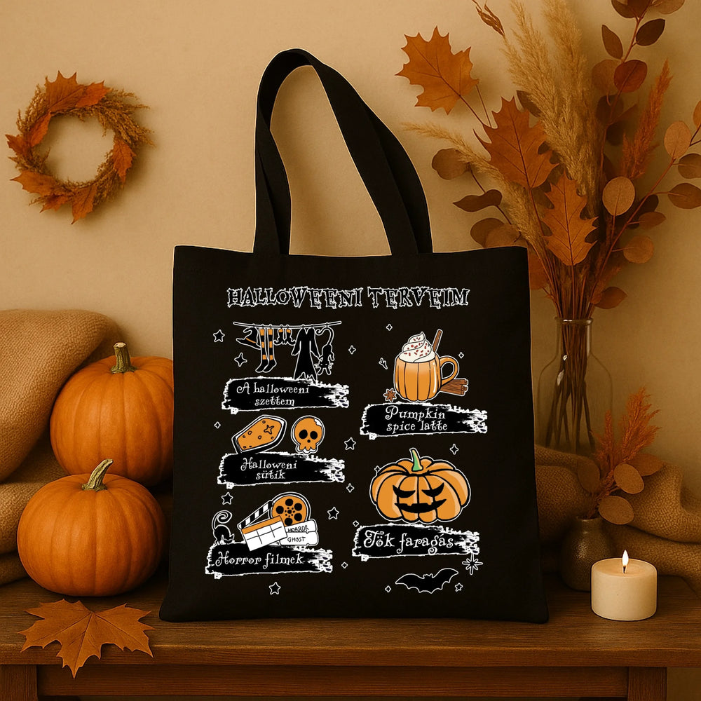Halloweeni terveim mintás vászontáska