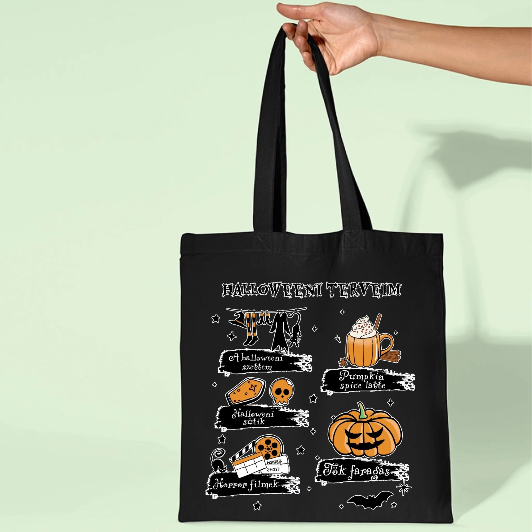 Halloweeni terveim mintás vászontáska