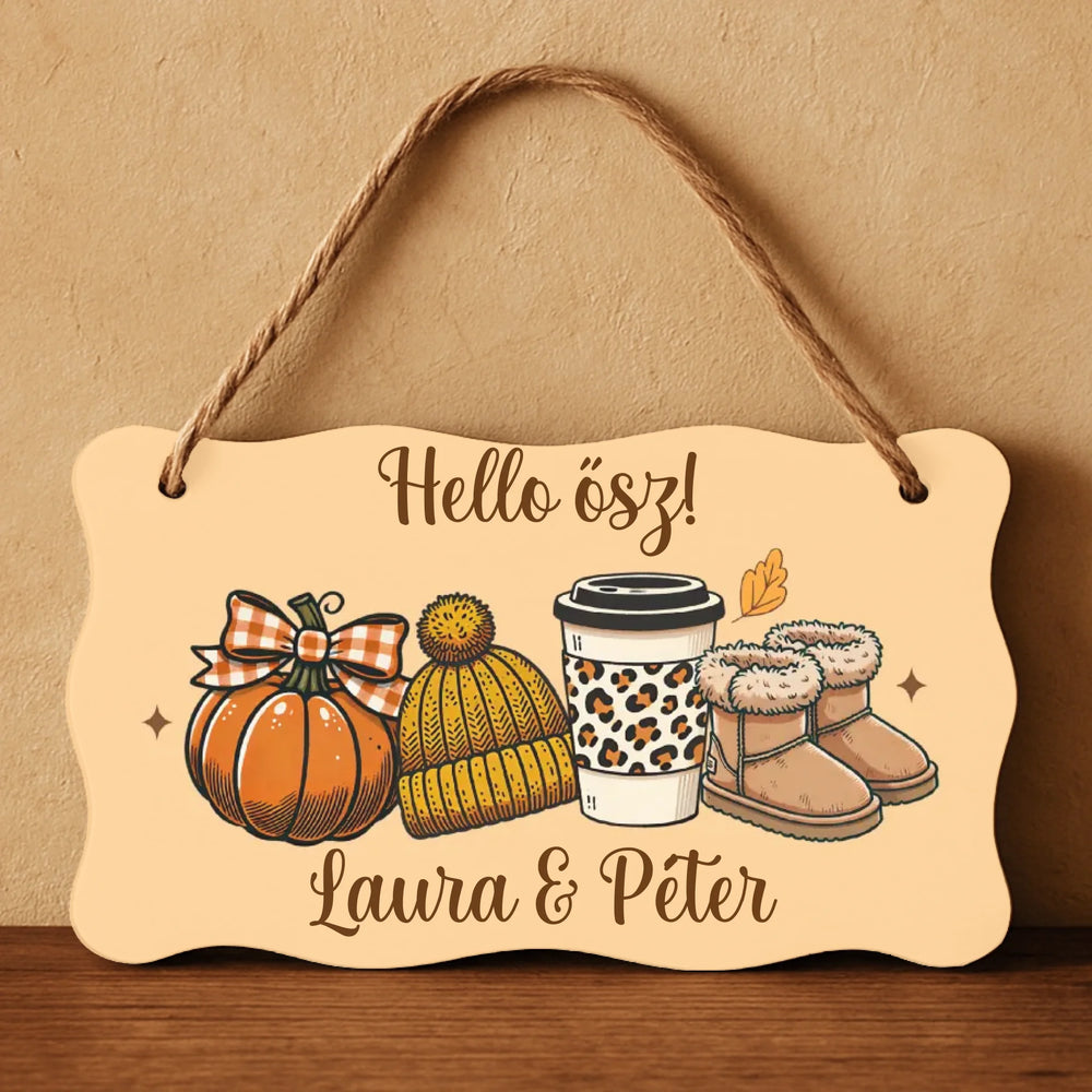 Személyre szabható halloweeni dísztábla - Családnévvel és szellemekkel