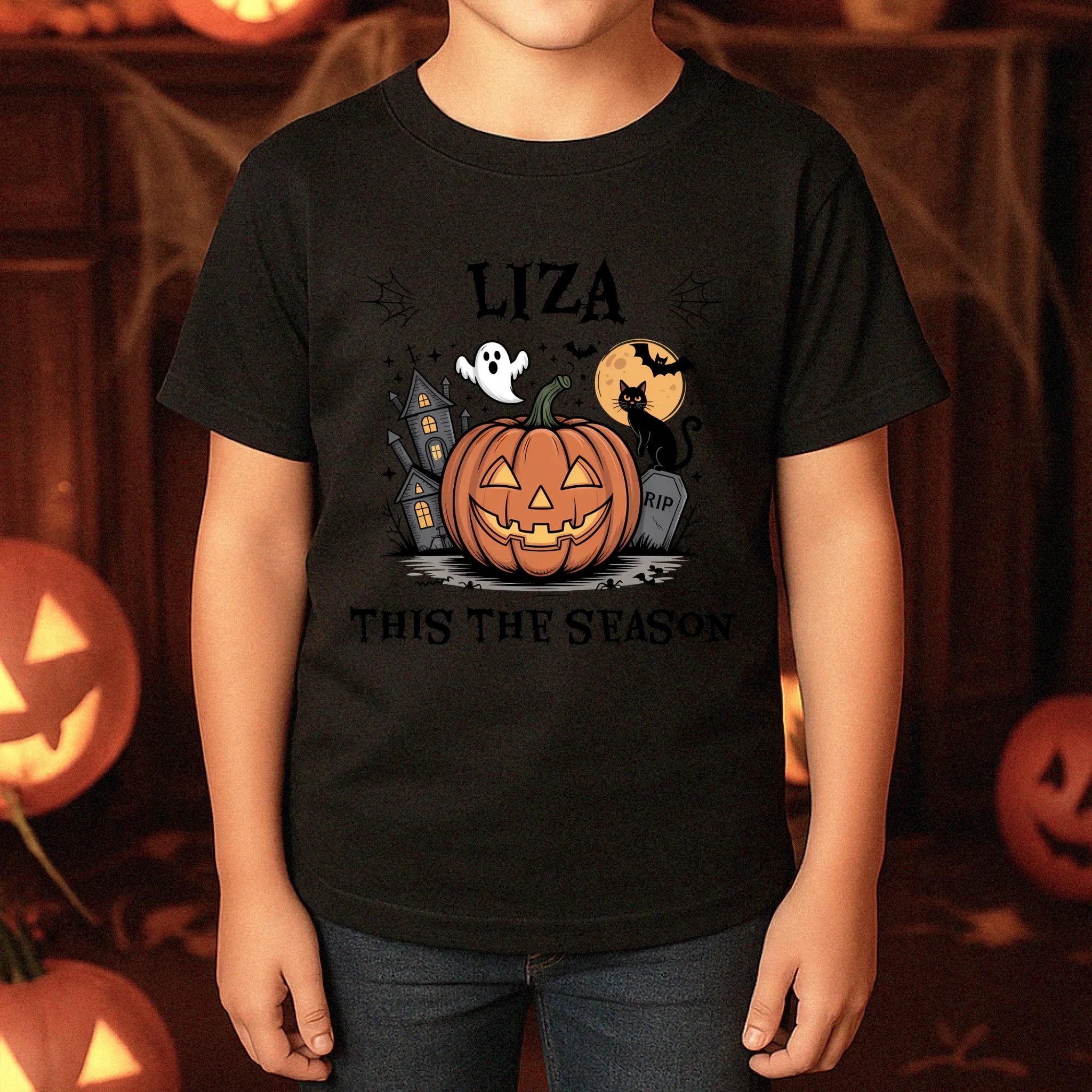 Egyedi neves halloweeni póló gyerekeknek - This the season