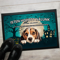 Személyre szabható Halloween lábtörlő - egyedi kutyás ajándék