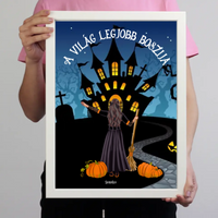 Halloweeni szerkeszthető karakteres egyedi neves feliratos falikép