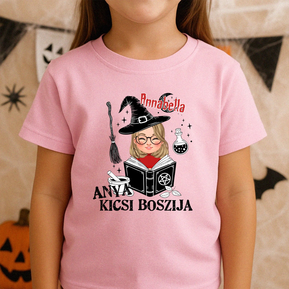 Egyedi halloweeni póló lányoknak - anya kicsi boszija