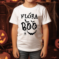 Egyedi halloweeni póló gyerekeknek - Boo feliratos póló névvel
