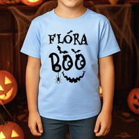 Egyedi halloweeni póló gyerekeknek - Boo feliratos póló névvel