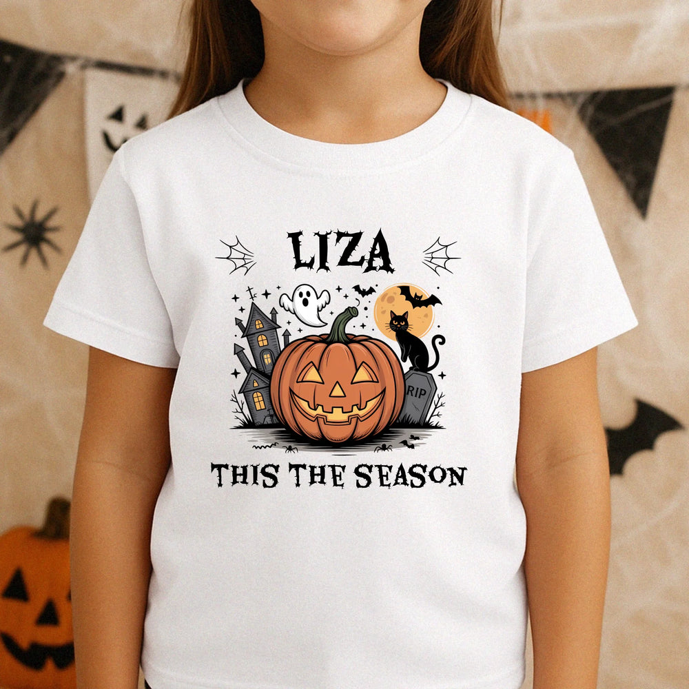 Egyedi neves halloweeni póló gyerekeknek - This the season