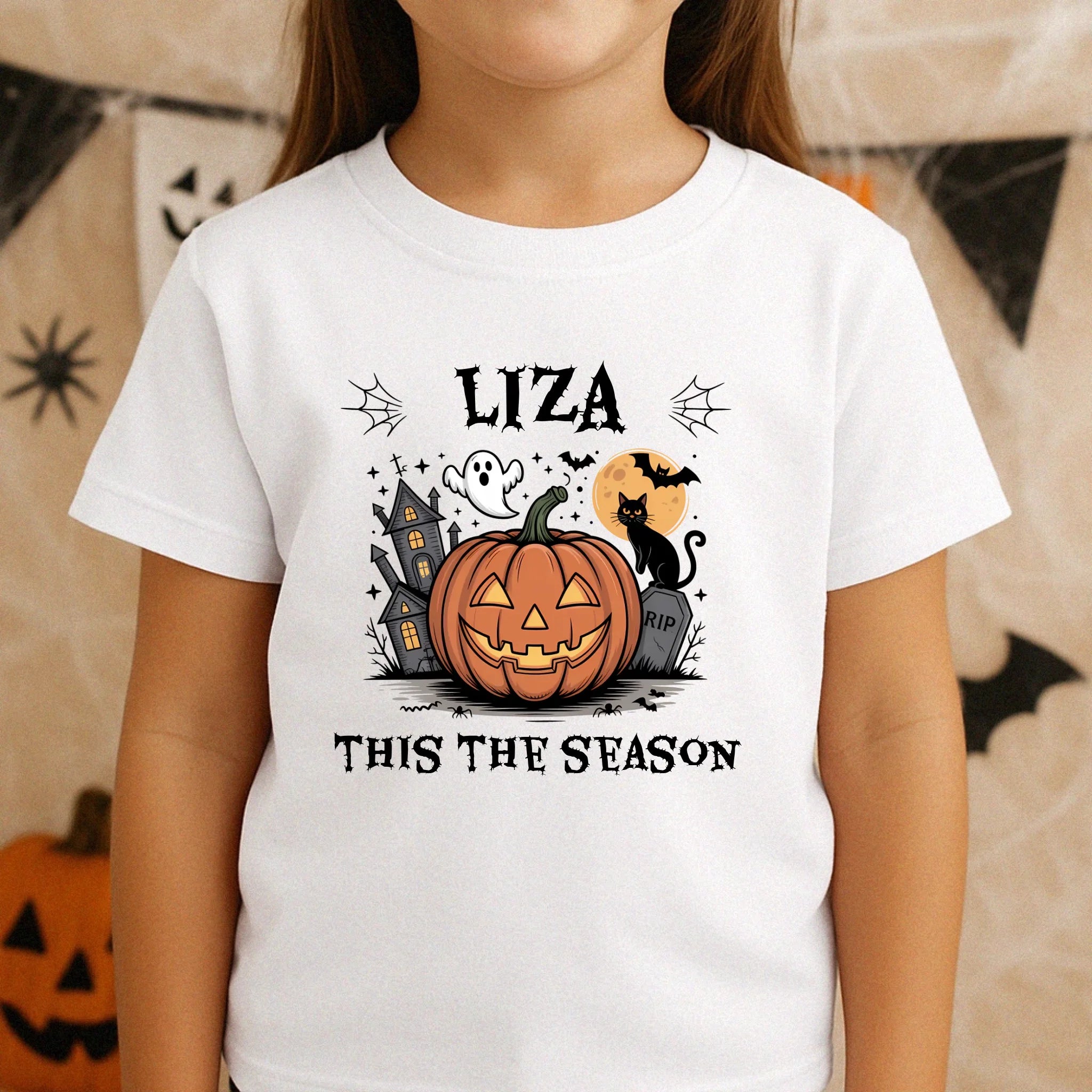 Egyedi neves halloweeni póló gyerekeknek - This the season