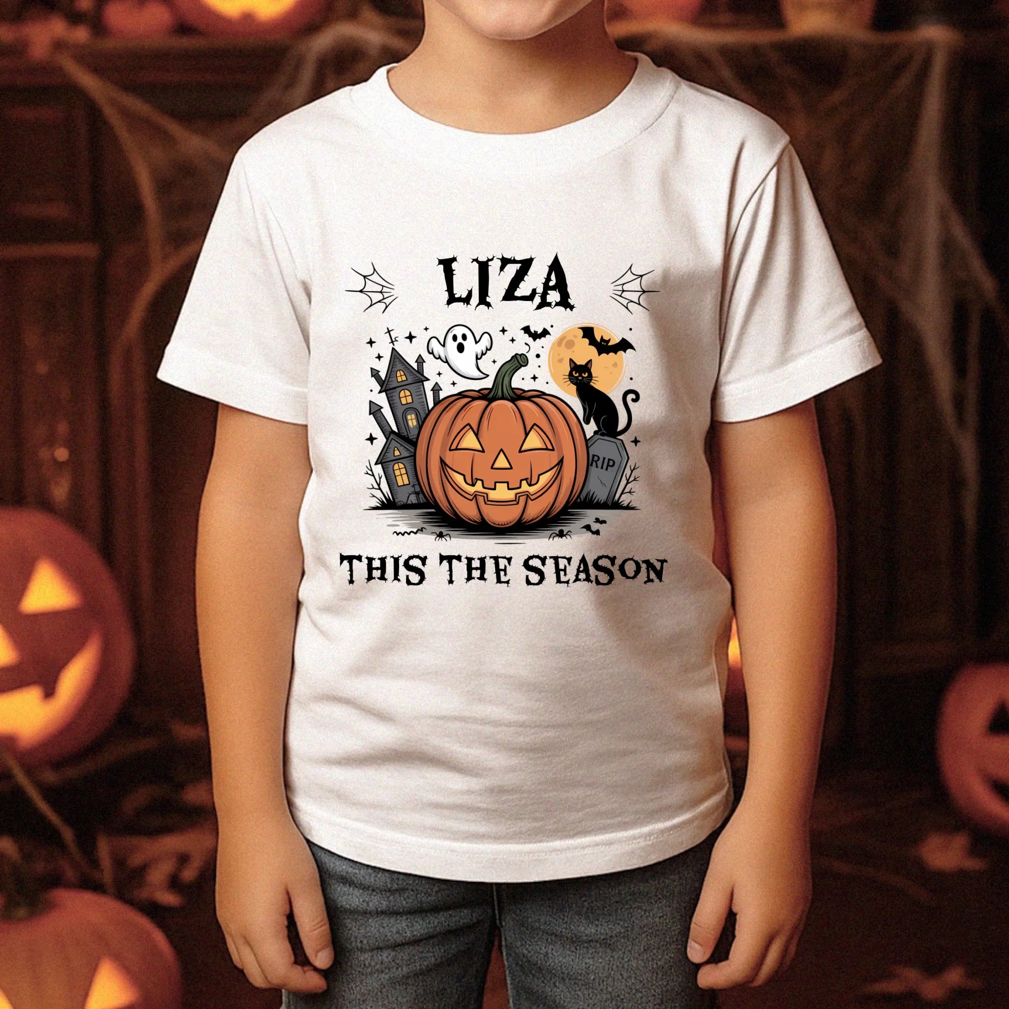 Egyedi neves halloweeni póló gyerekeknek - This the season