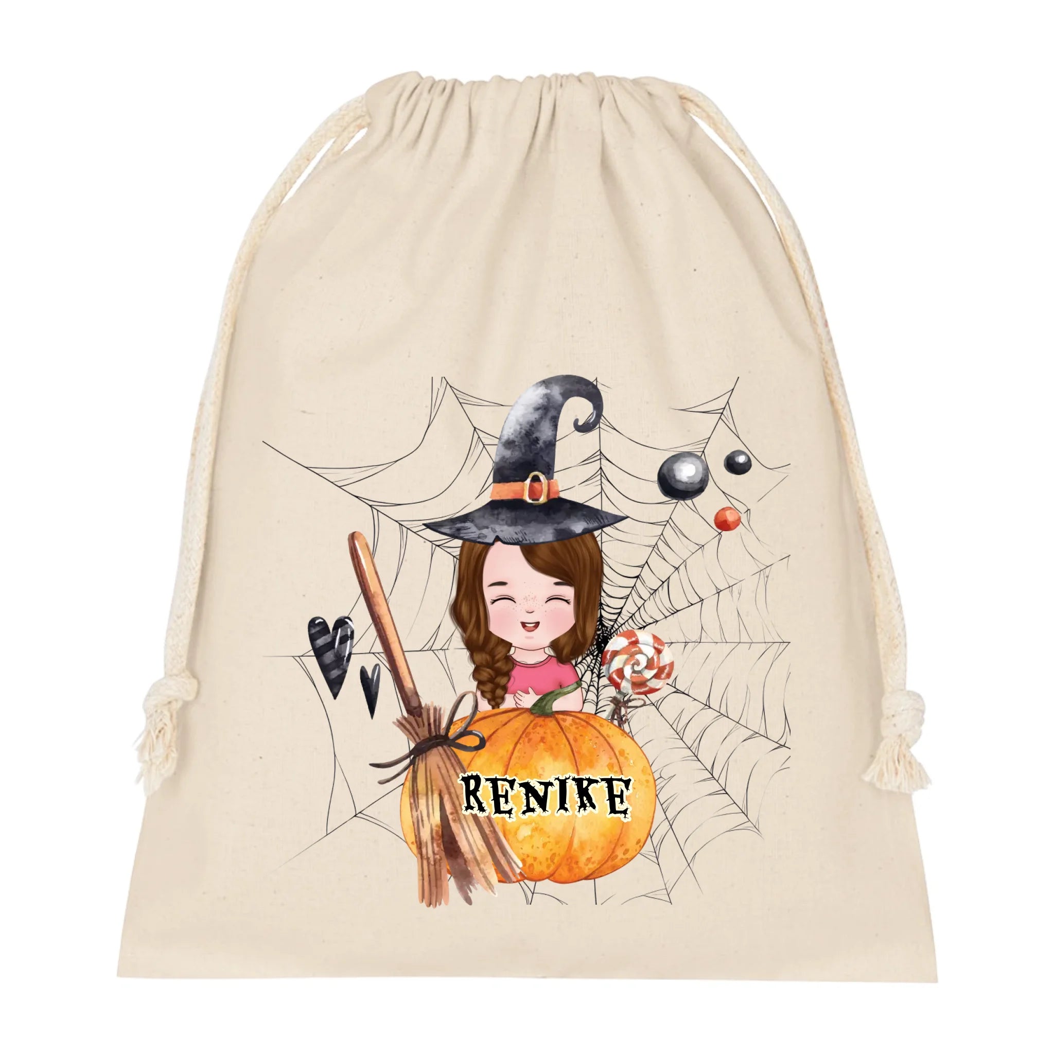 Egyedi neves halloween zsák gyerekeknek szerkeszthető karakterrel