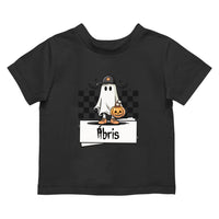 Halloweeni szellem mintás gyerek póló egyedi névvel