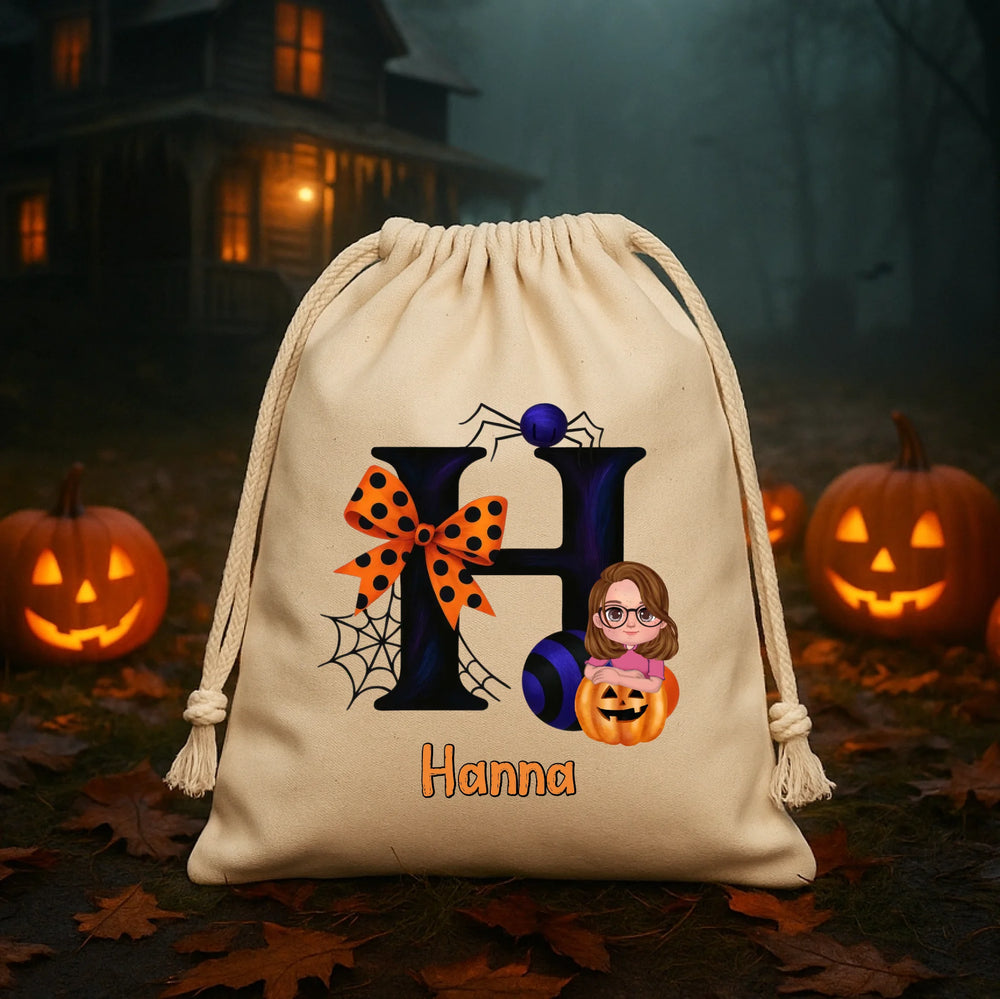 Személyre szabható halloweeni zsák gyerekeknek - egyedi névvel és karakterrel