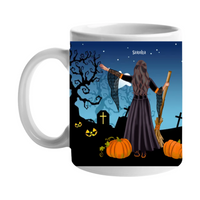 Halloweeni szerkeszthető karakteres egyedi neves feliratos bögre