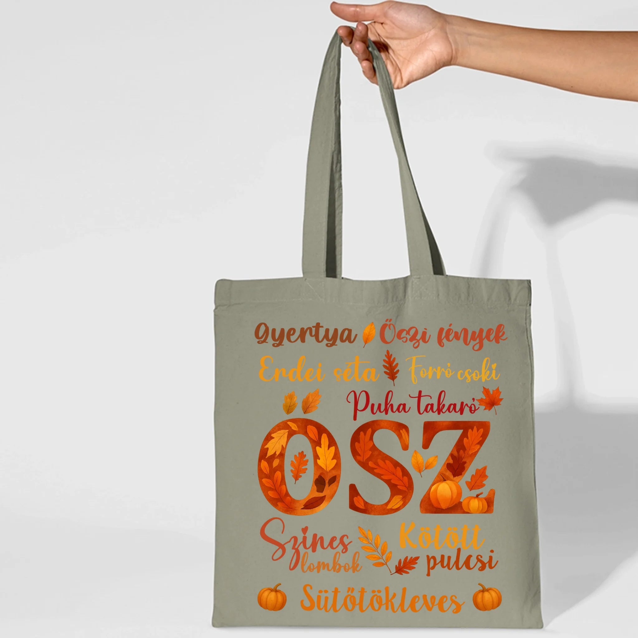 Őszi hangulatú vászontáska három különböző színben
