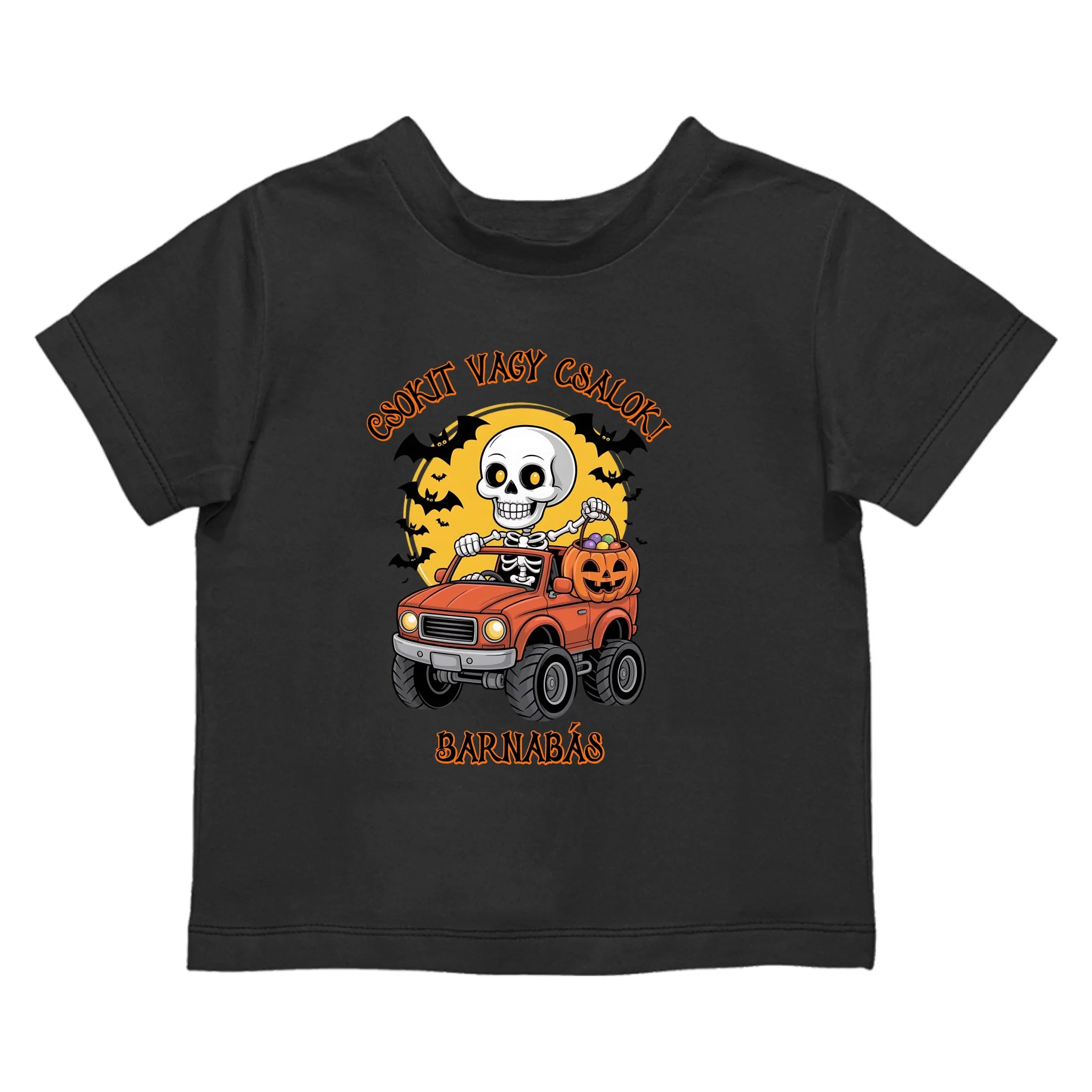 Csokit vagy csalok - halloweeni póló gyerekeknek csontváz mintával