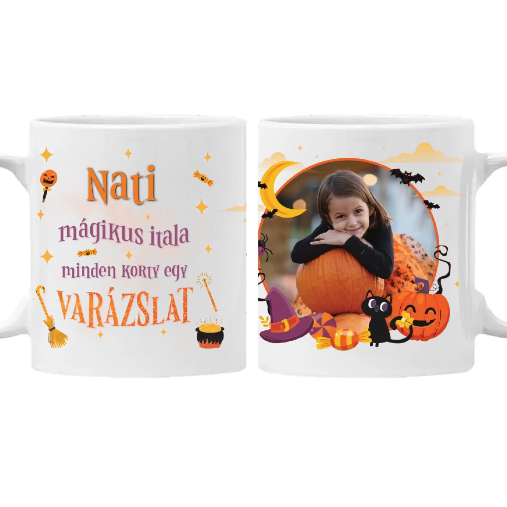 Varázsital halloween mintás bögre - egyedi képpel, névvel