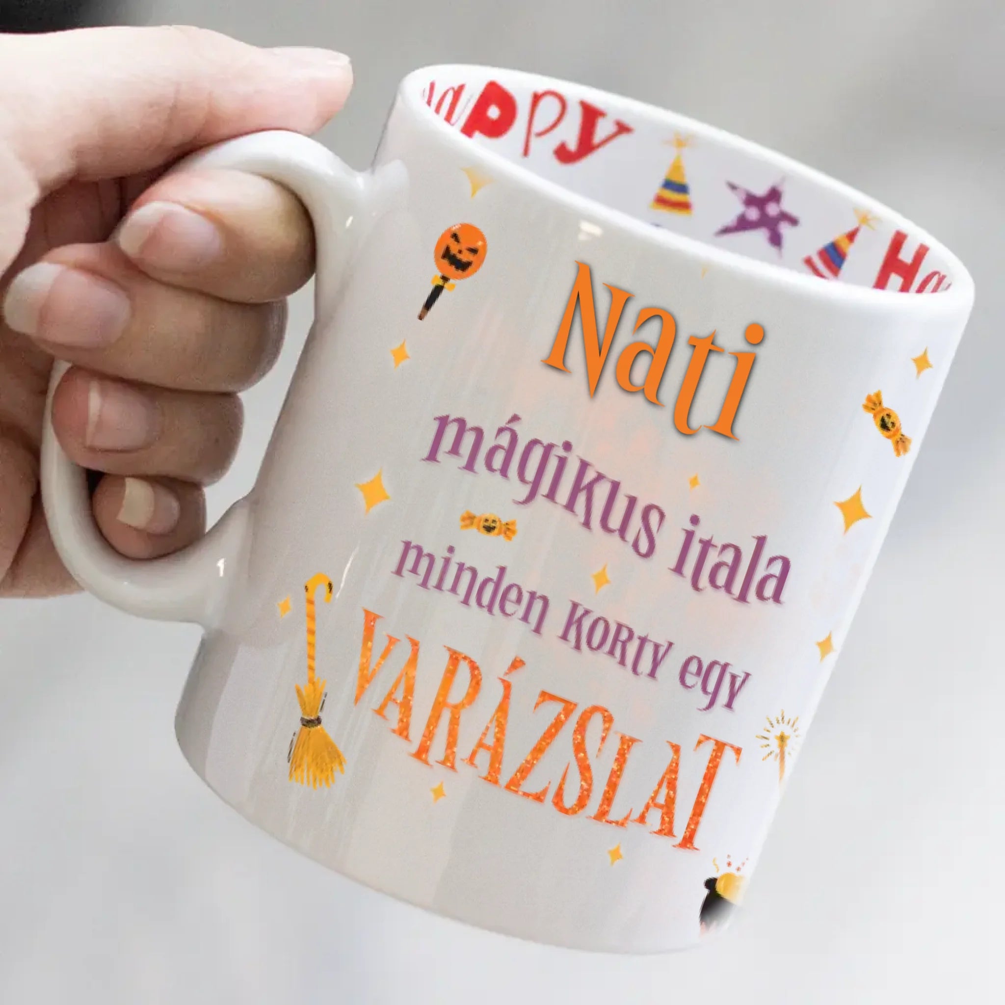 Varázsital halloween mintás bögre - egyedi képpel, névvel
