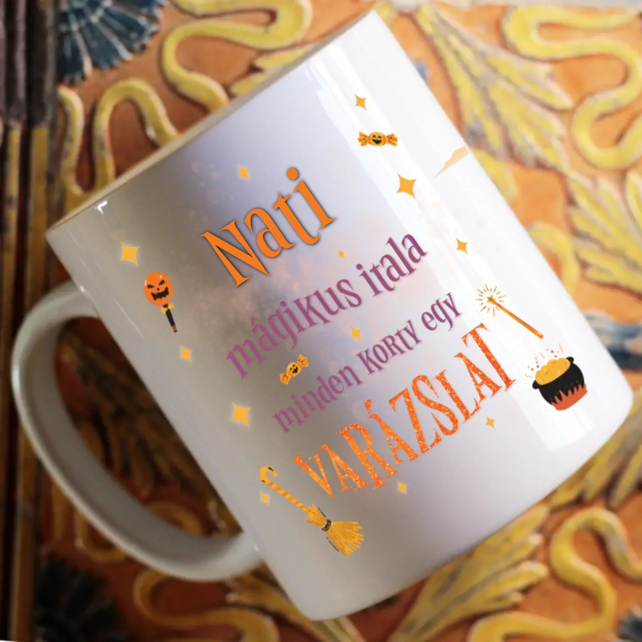 Varázsital halloween mintás bögre - egyedi képpel, névvel