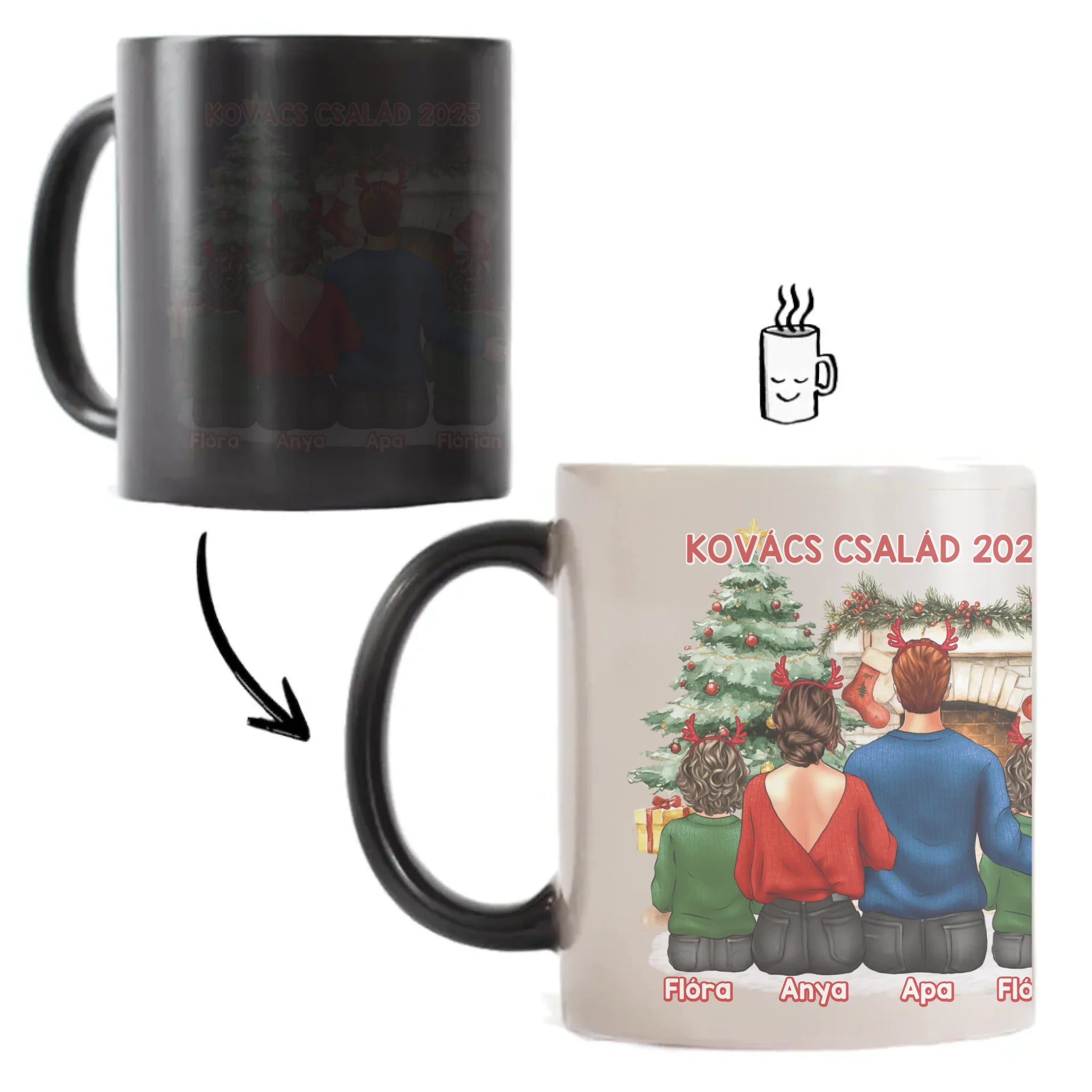 Karácsonyi ajándék bögre családoknak 2 gyerekes