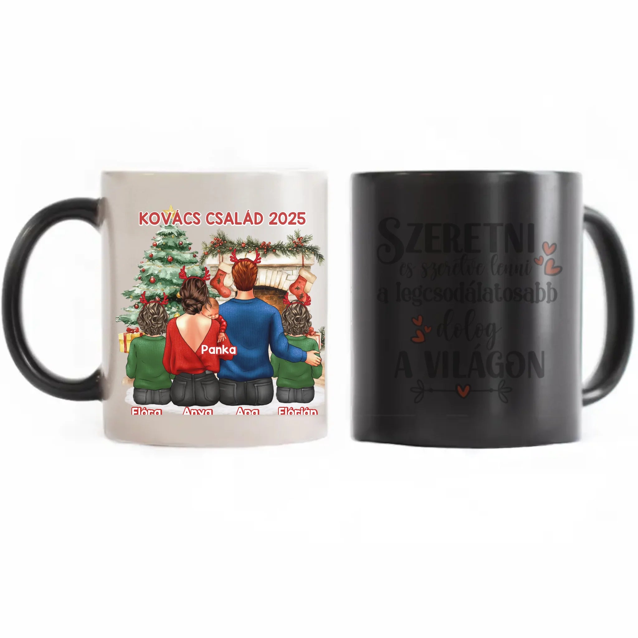 Karácsonyi ajándék bögre családoknak 3 gyerekes