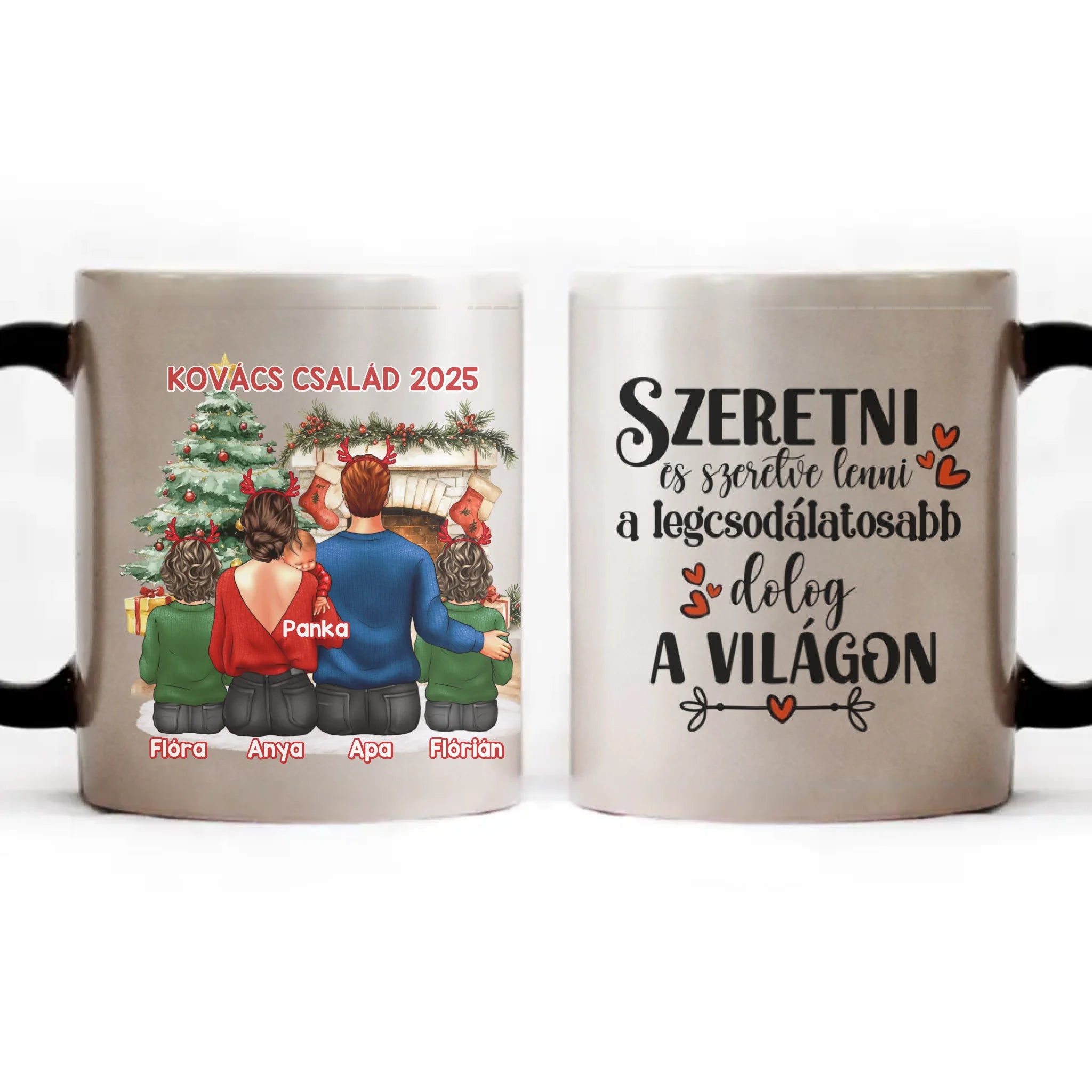 Karácsonyi ajándék bögre családoknak 3 gyerekes