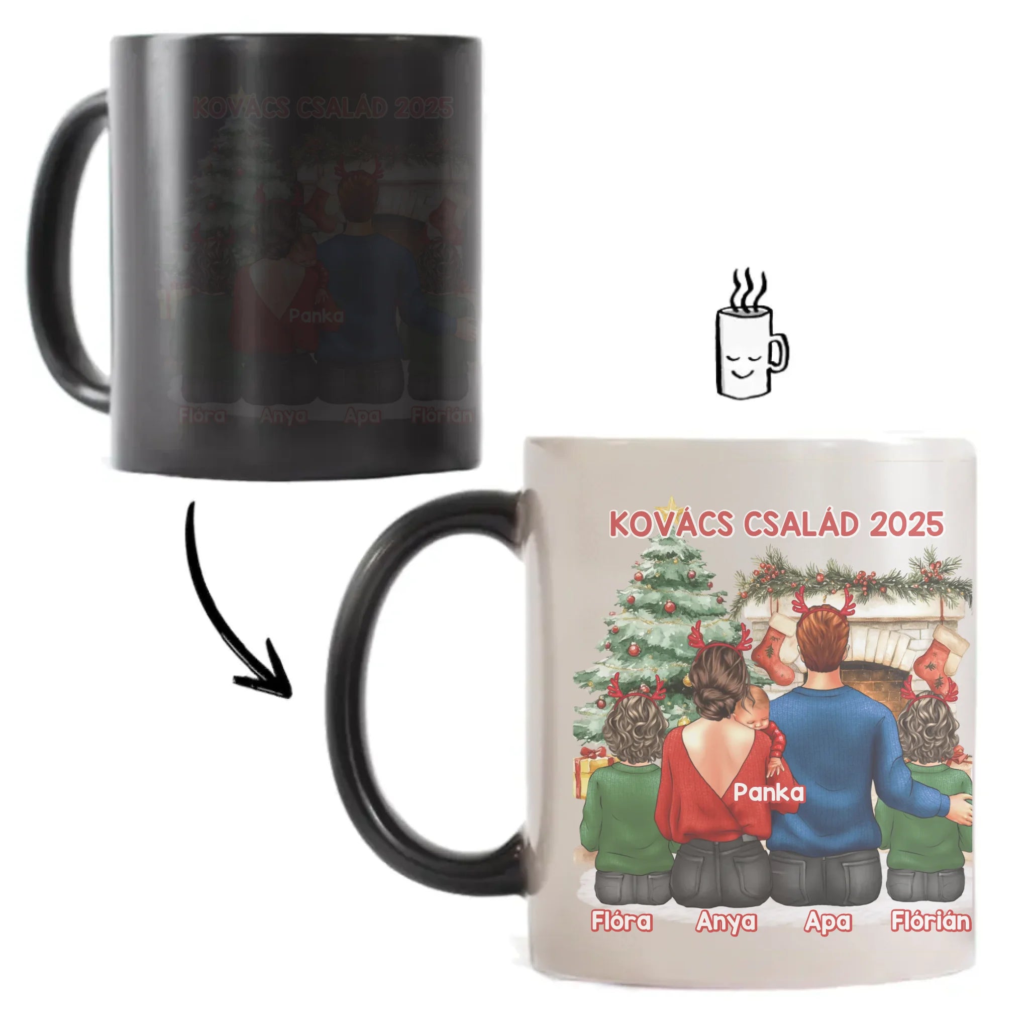 Karácsonyi ajándék bögre családoknak 3 gyerekes