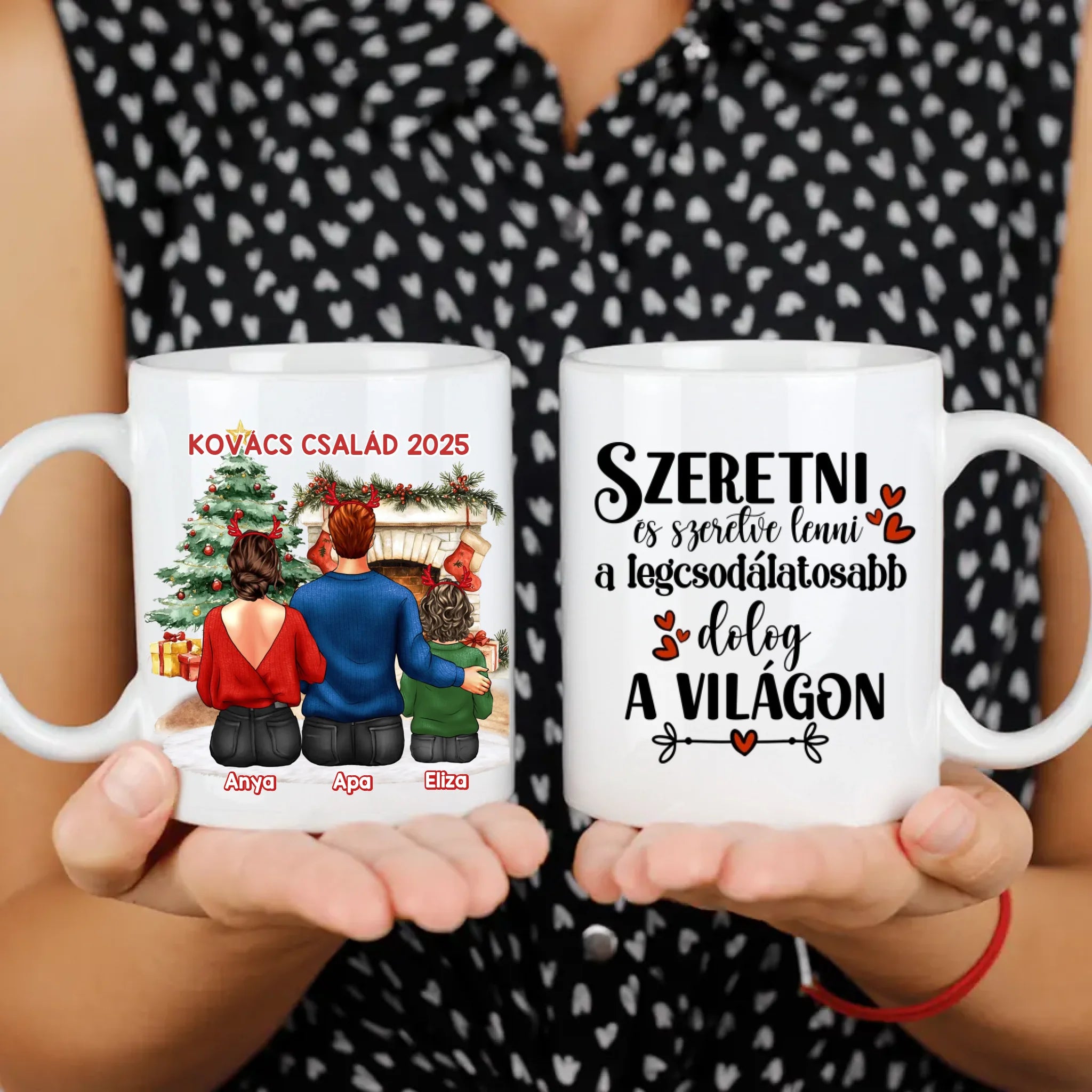 Karácsonyi ajándék bögre családoknak 1 gyerekes