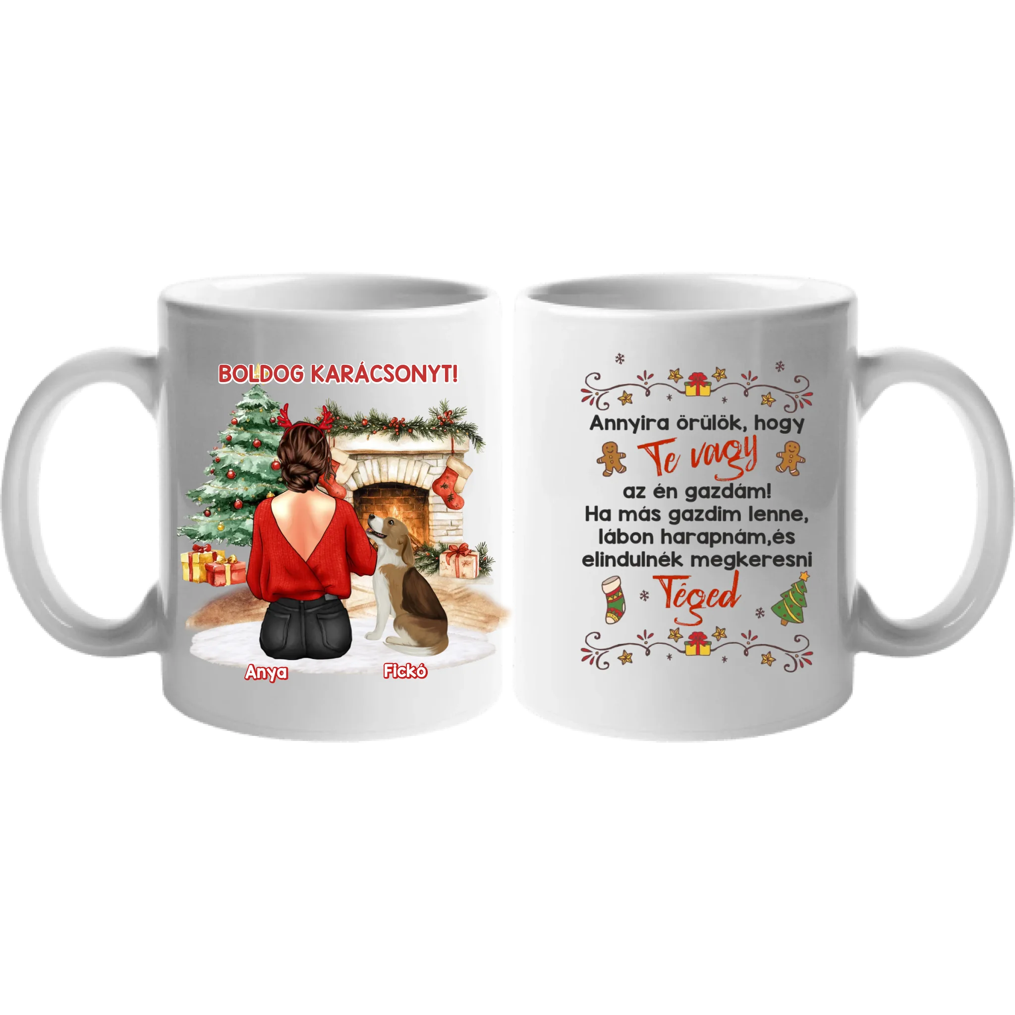 Karácsonyi kutyás bögre lányoknak