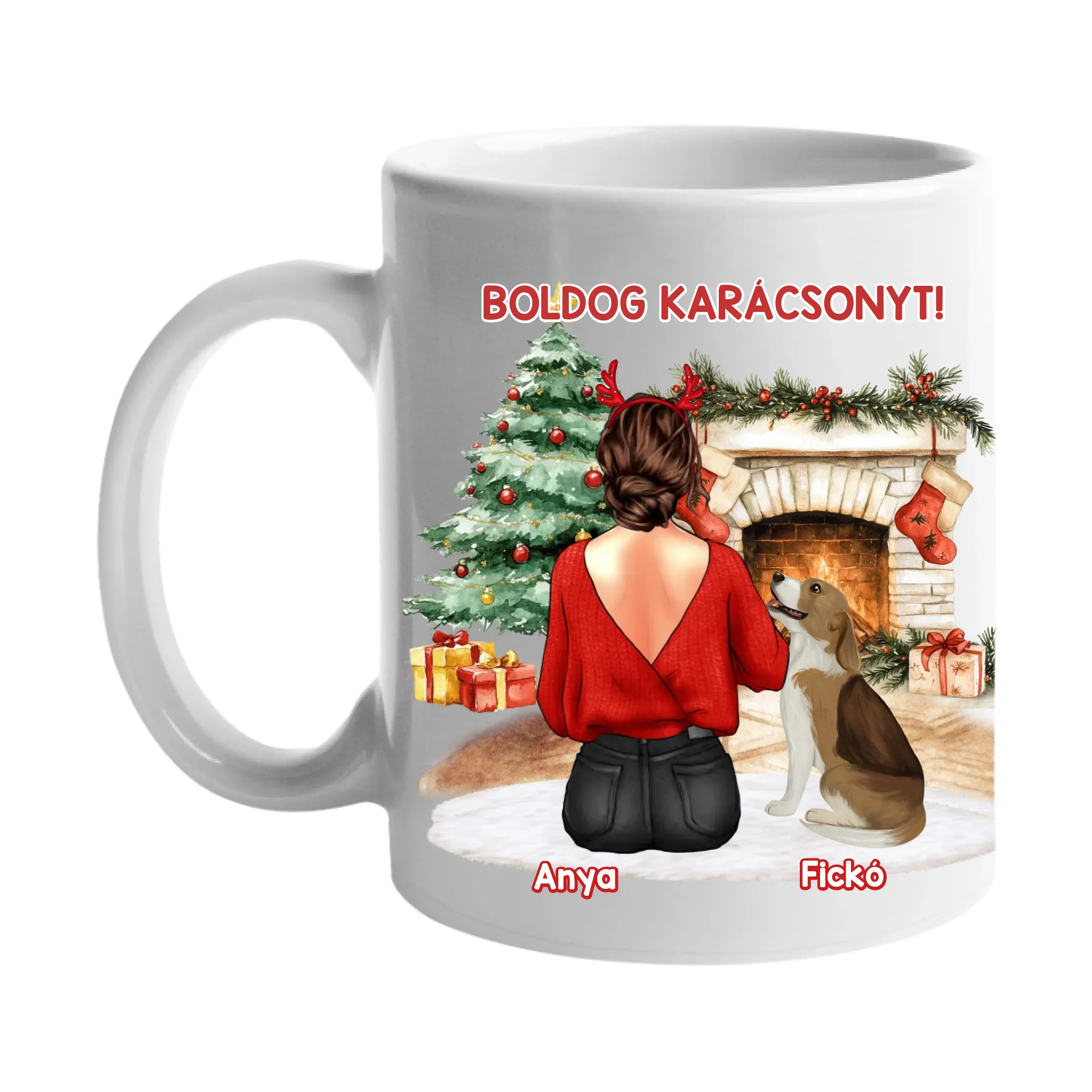 Karácsonyi kutyás bögre lányoknak