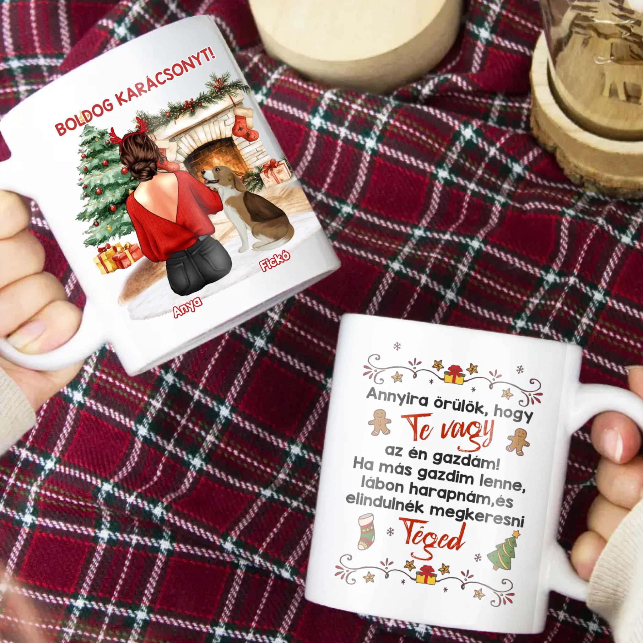 Karácsonyi kutyás bögre lányoknak