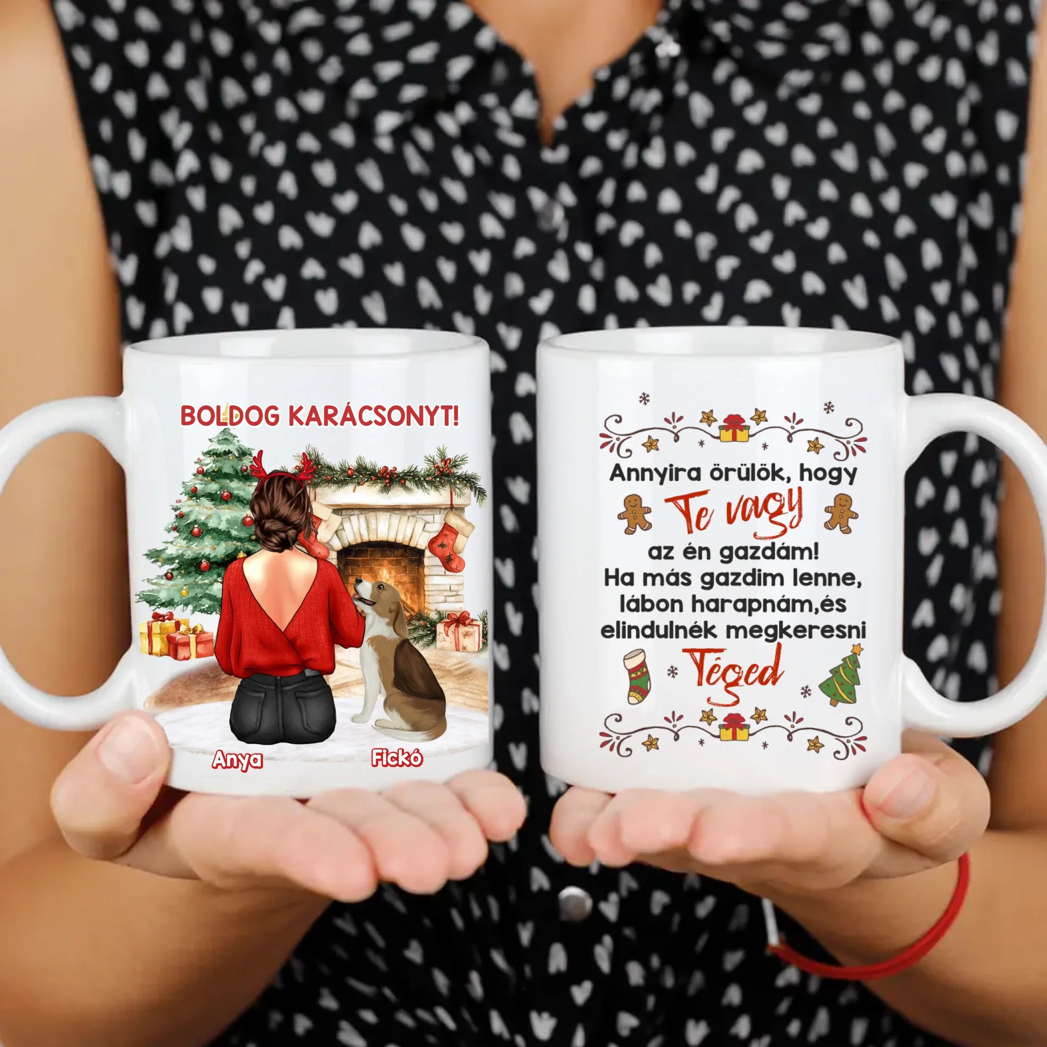 Karácsonyi kutyás bögre lányoknak