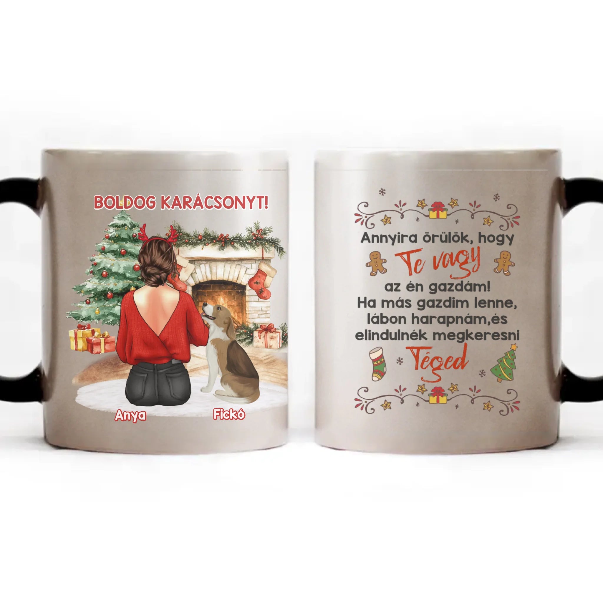 Karácsonyi kutyás bögre lányoknak