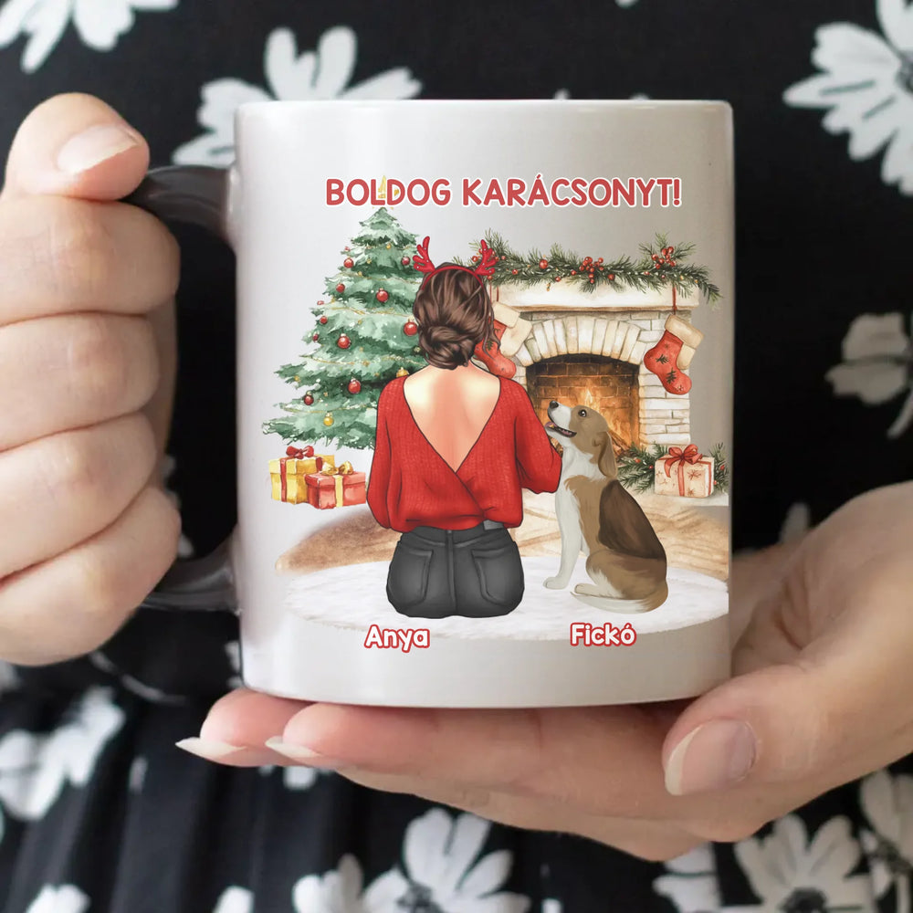 Karácsonyi kutyás bögre lányoknak