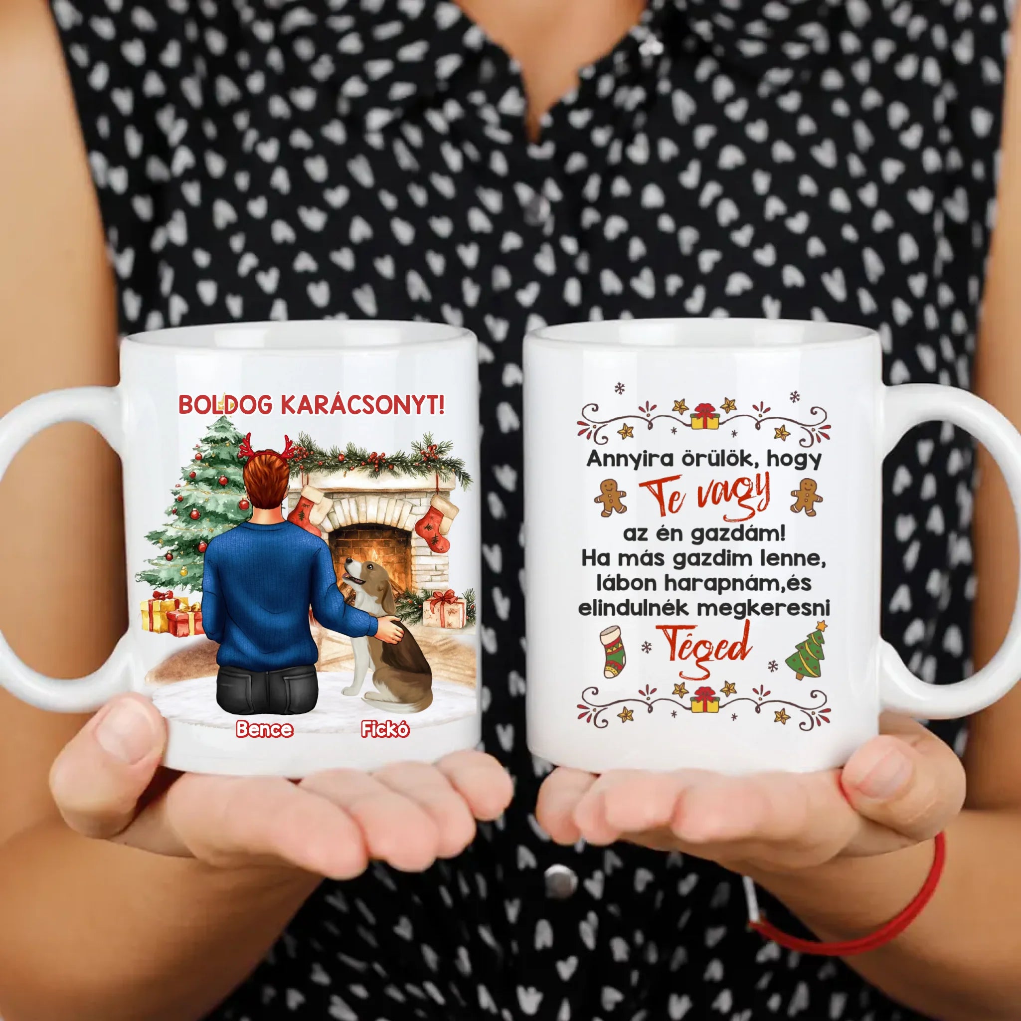 Karácsonyi kutyás bögre fiúknak