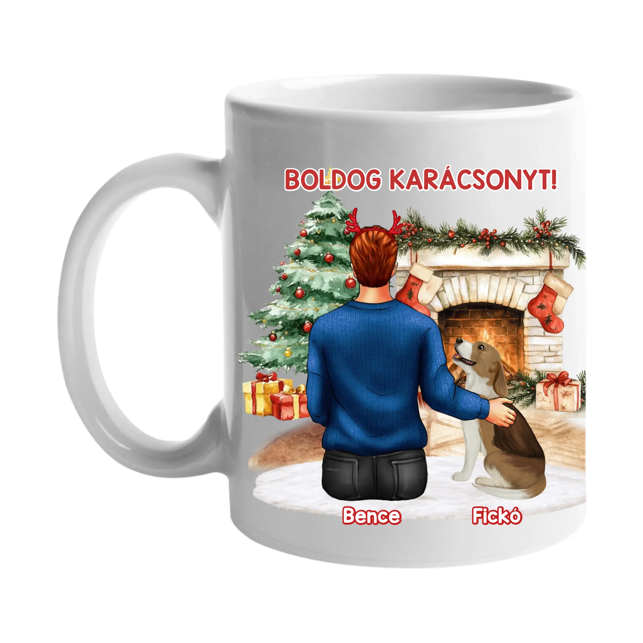 Karácsonyi kutyás bögre fiúknak