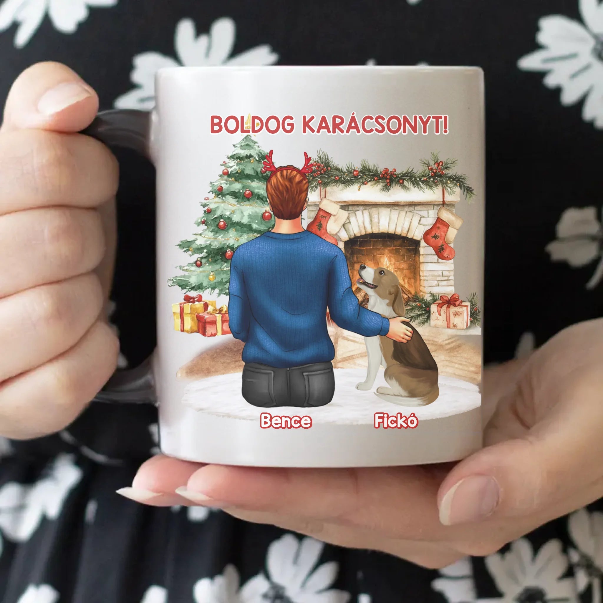 Karácsonyi kutyás bögre fiúknak