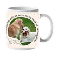 Kutyás bögre gazdiknak - Keményen dolgozom felirattal képpel és kutya nevével