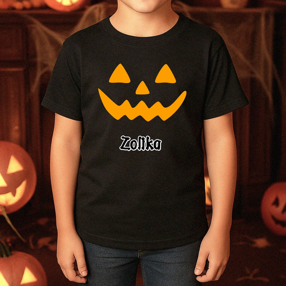 Halloweeni gyerek póló szerkeszthető mintával és egyedi névvel