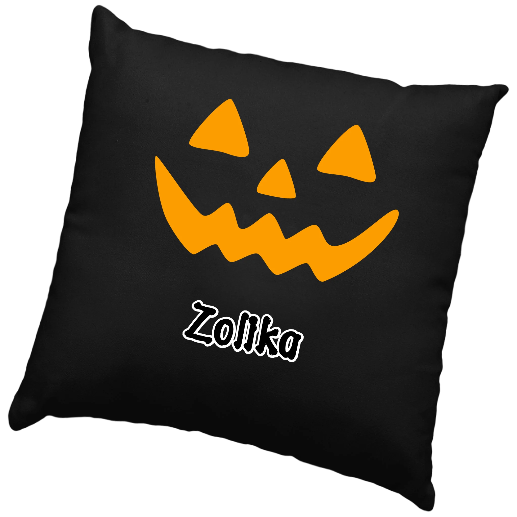 Halloweeni fekete díszpárna választható mintával és egyedi névvel