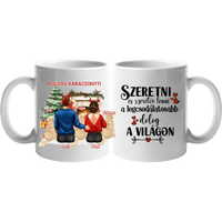 Kutyás karácsonyi bögre pároknak három kutyával