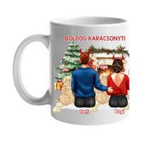 Kutyás karácsonyi bögre pároknak három kutyával