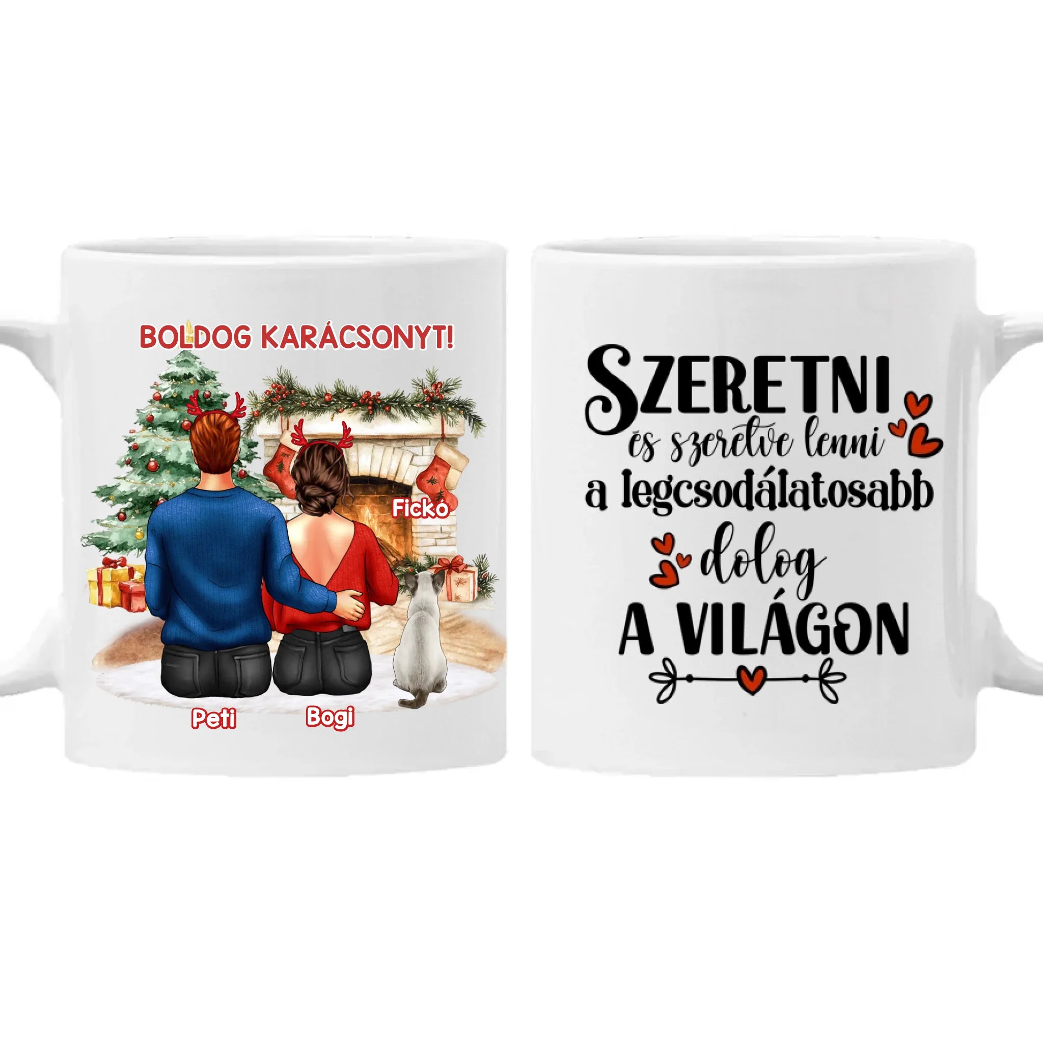 Karácsonyi ajándék páros bögre macskákkal