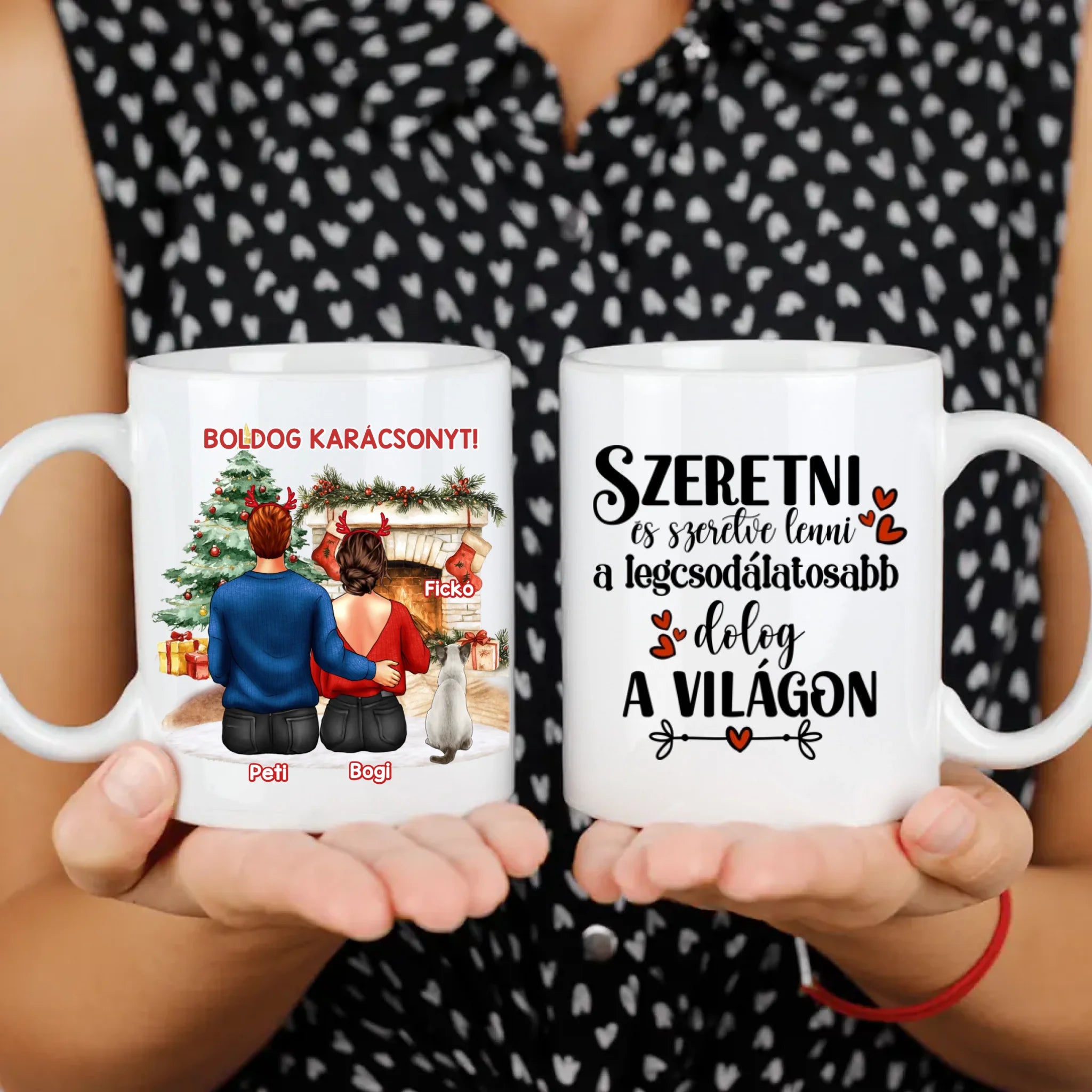 Karácsonyi ajándék páros bögre macskákkal