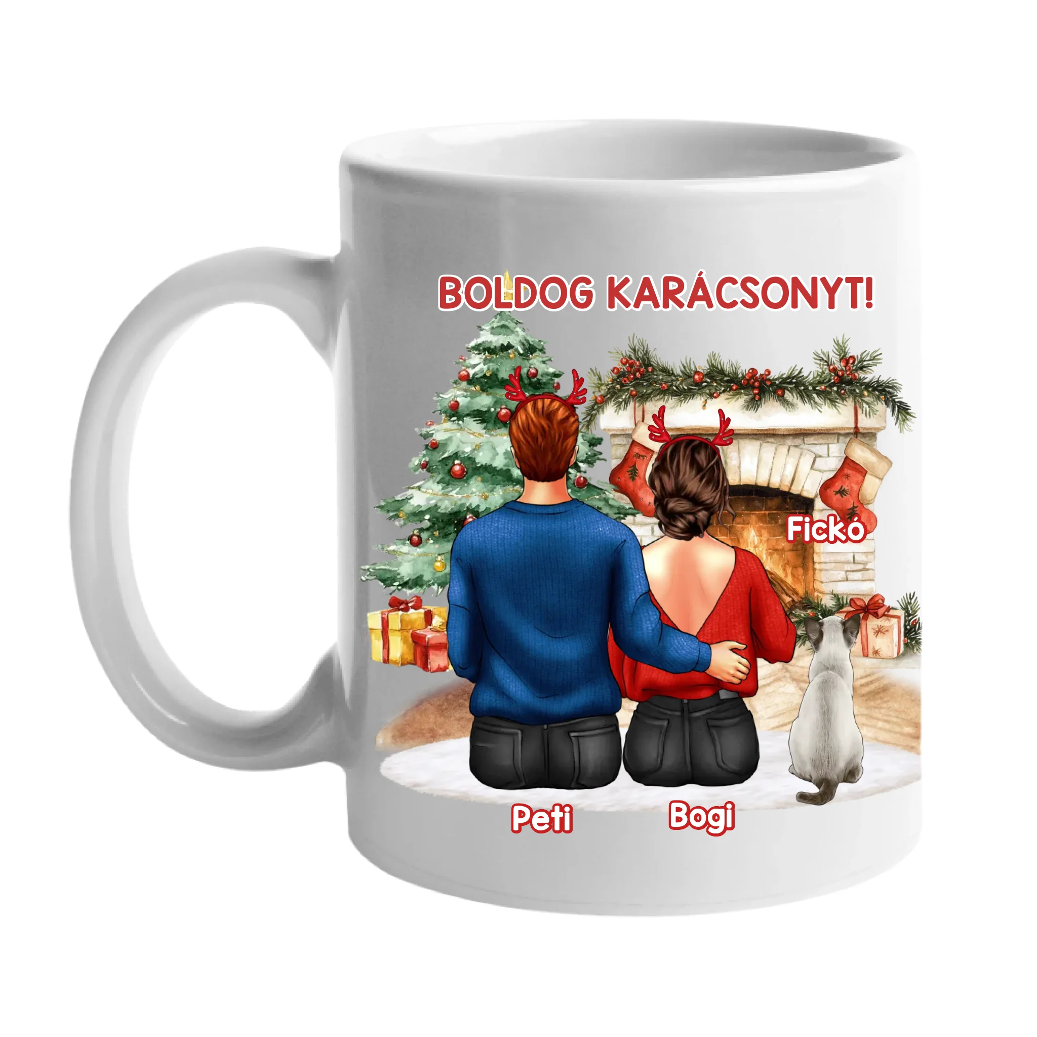 Karácsonyi ajándék páros bögre macskákkal