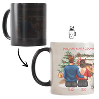 Karácsonyi ajándék páros bögre macskákkal hőre változó mágikus bögre